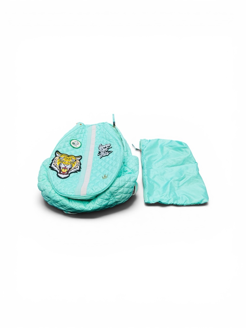 Oliver Thomas Quilted Teal Backpack with Tiger Patch
